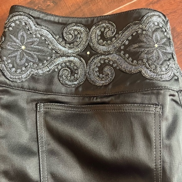 ST. JOHN Evening By Marie Gray Embellished Waist Satin Black Pants - Picture 5 of 13